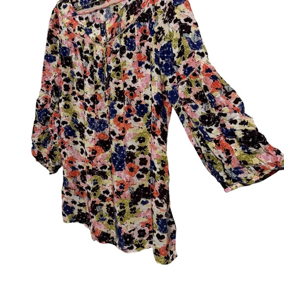 Maeve Anthropologie Floral Print Button Up Blouse Bell Sleeve Size 6 - Picture 5 of 8